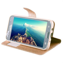 CASE SAMSUNG J5 2016 J510 LEATHER GOLD-TPU VIEW BOOK STAND