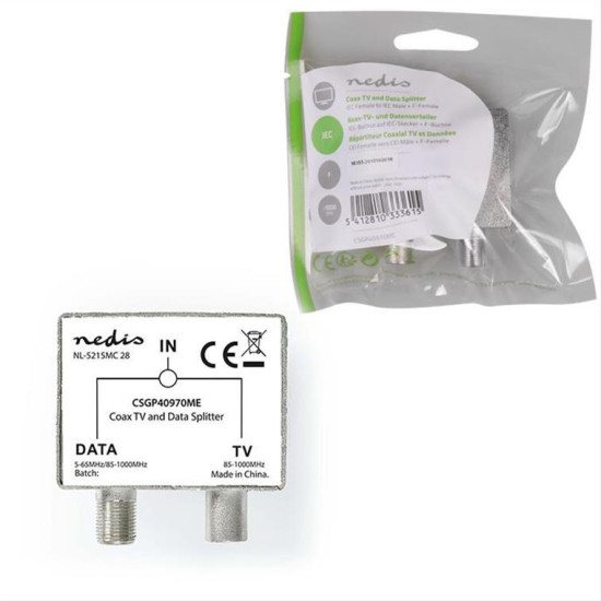 Μεταλλικό βύσμα κεραίας IEC (Coax) αρσ./F θηλ. - IEC (Coax) θηλ., σε ασημί χρώμα. CSGP40970ME Μεταλλικό βύσμα κεραίας IEC (Coax) αρσ./F θηλ. - IEC (Coax) θηλ., σε ασημί χρώμα. CSGP40970ME