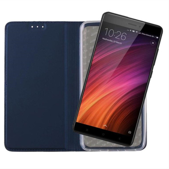 ΘΗΚΗ XIAOMI REDMI NOTE 4X 5.5" MAGNET BOOK STAND DARK BLUE