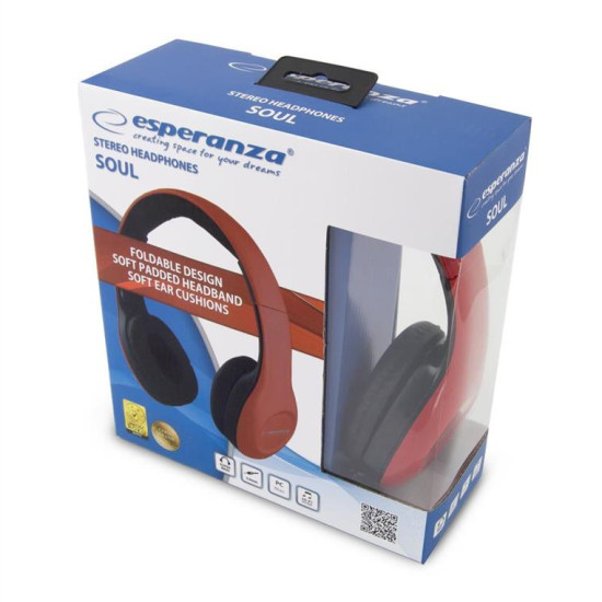 ESPERANZA STEREO AUDIO HEADPHONES SOUL RED EH138R