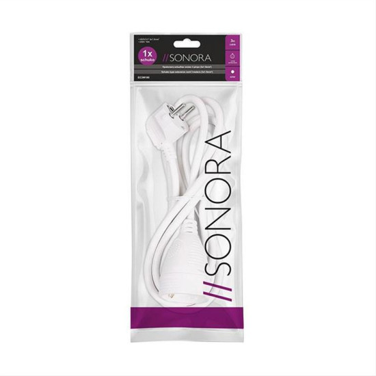 SONORA EC3W100 Προέκταση καλωδίου σούκο 3 μέτρα (3 x 1.5 mm²), σε λευκό χρώμα.