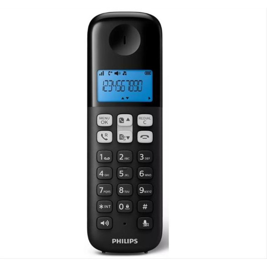 PHILIPS ασύρματο τηλέφωνο D1611B/34, με ελληνικό μενού, μαύρο PHILIPS ασύρματο τηλέφωνο D1611B/34, με ελληνικό μενού, μαύρο