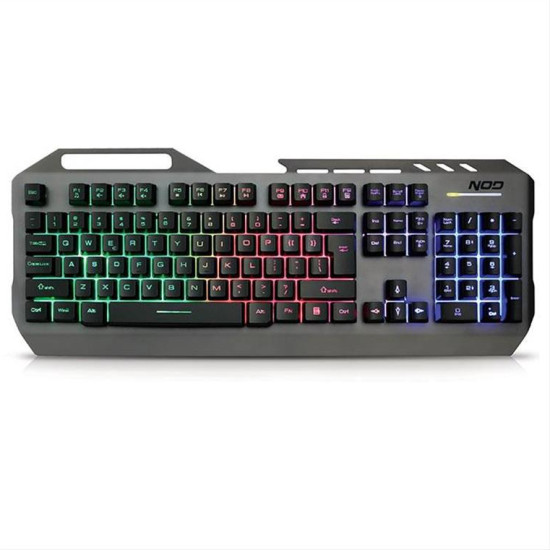 Ενσύρματο gaming πληκτρολόγιο, RGB LED, gun metal αλουμίνιο, βάση για smartphone NOD DEFENDER