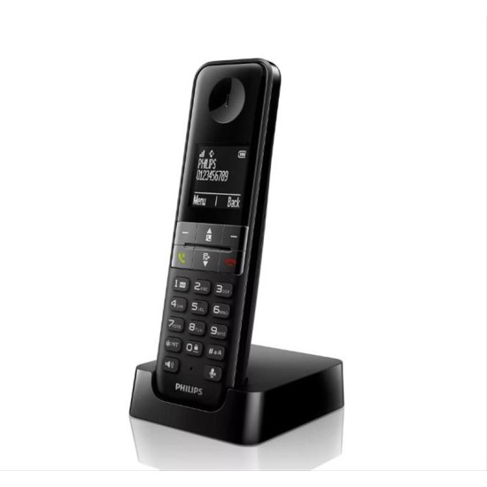 PHILIPS ασύρματο τηλέφωνο D4701B/34, με ελληνικό μενού, μαύρο PHILIPS ασύρματο τηλέφωνο D4701B/34, με ελληνικό μενού, μαύρο