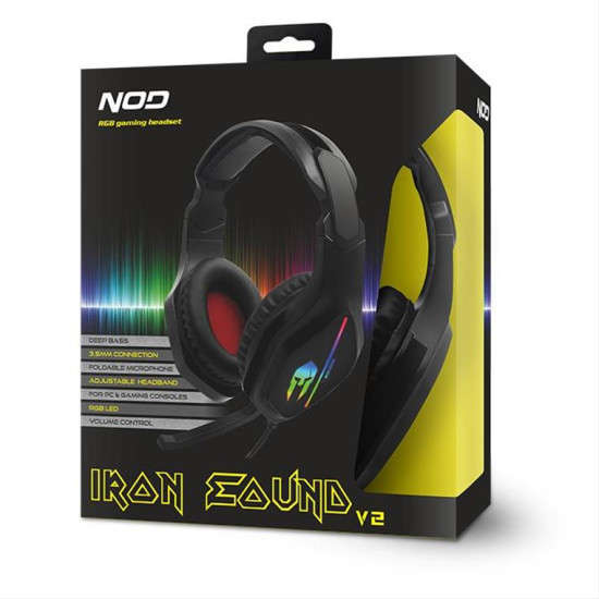 NOD IRON ΣOUND v2 Gaming headset με αναδιπλούμενο μικρόφωνο και rainbow RGB LED φωτισμό