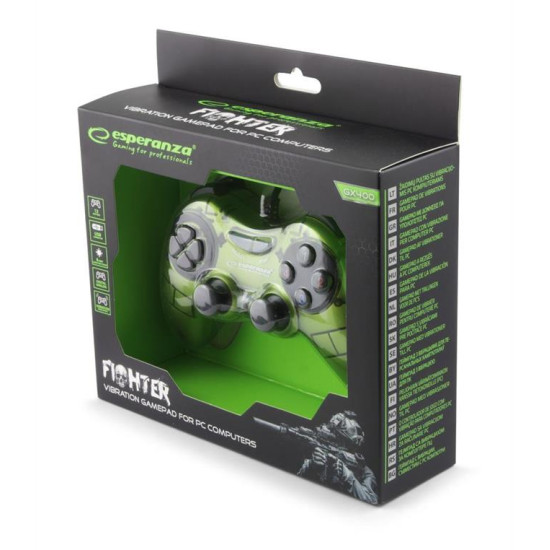 ESPERANZA GAMEPAD PC USB FIGHTER GREEN EGG105G
