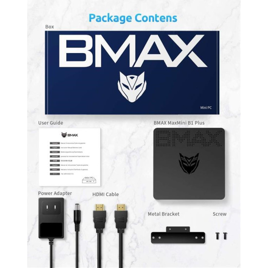 BMAX Mini PC Intel Gemini Lake N4000 (up to 2.6GHz) 8GB DDR4 128GB eMMC  4K@60Hz, HDMI 2.4G/5G Dual WiFi, Gigabit Eth Bluetooth 4.2