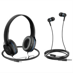HOCO headphones W24 Enlighten headphones with mic set Blue