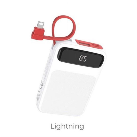 HOCO power bank Powerful mobile with LCD + cable for Lightning 8-pin 10 000mAh J40 white