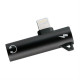 ADAPTOR 2 IN 1 CHARGING AND AUDIO ADAPTER LIGHTNING TO 3.5MM JACK+LIGHTNING BLACK