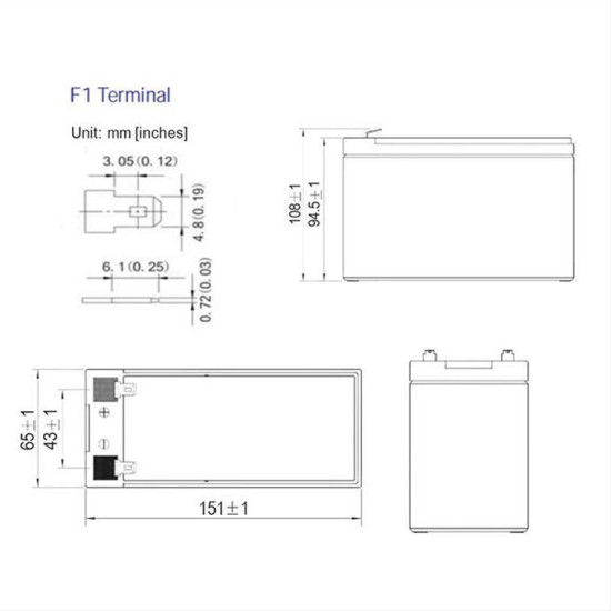Μπαταρία μολύβδου 12V-7.2AH.NOD LAB 12V7.2AH Μπαταρία μολύβδου 12V-7.2AH.NOD LAB 12V7.2AH