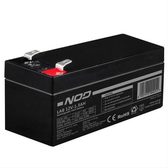 Μπαταρία μολύβδου 12V-1.3AH.NOD LAB 12V1.3AH Μπαταρία μολύβδου 12V-1.3AH.NOD LAB 12V1.3AH