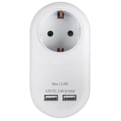 Ανταπτόρας με pass-through και 2 θύρες φόρτισης USB (2.4Α) SONORA PAW100-2USB24