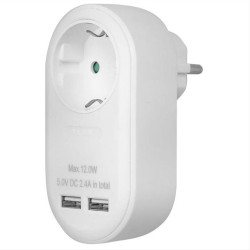 Ανταπτόρας με pass-through και 2 θύρες φόρτισης USB (2.4Α) SONORA PAW100-2USB24