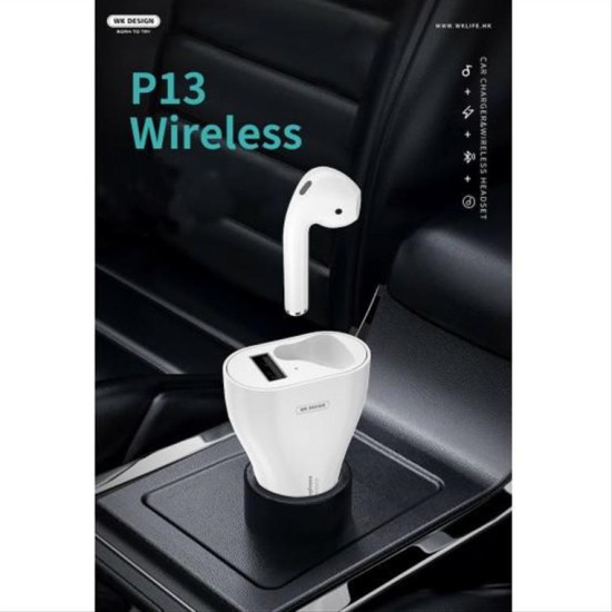 Car Charger WK & Wireless  Bluetooth V5.0 Headset P13 5V 2A