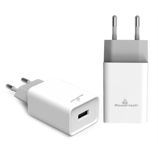 POWERTECH Φορτιστής τοίχου PT-780, 1x USB, 20W, 4A, QC 3.0, λευκός