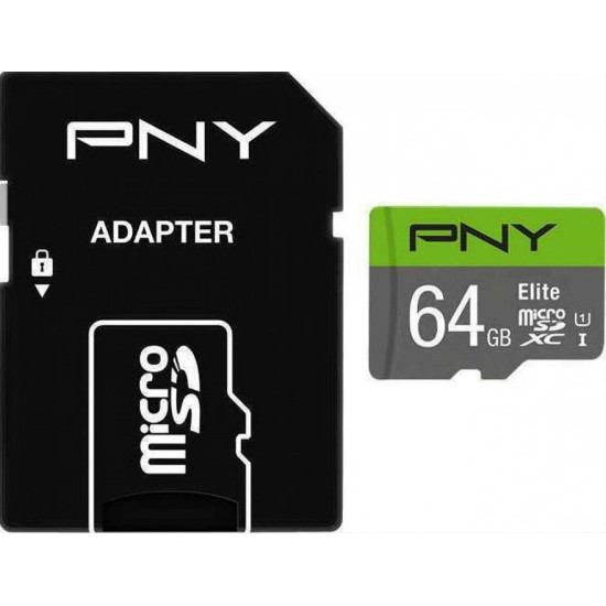 PNY MicroSDXC Elite 64GB P-SDUX64U185GW-GE