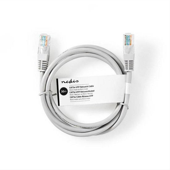 NEDIS Καλώδιο δικτύου CAT5e, UTP, 30m σε γκρι χρώμα. CCGT85000GY300