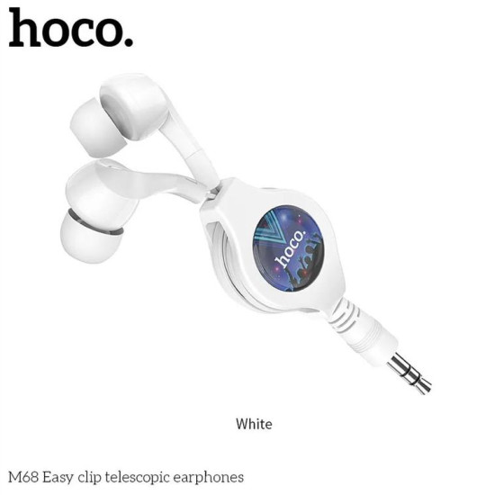 HOCO eaphones Easy clip telescopic M68 white