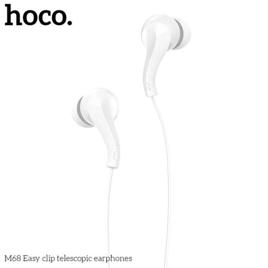 HOCO eaphones Easy clip telescopic M68 white