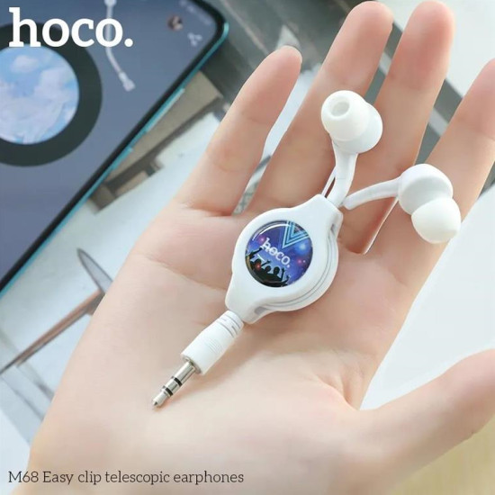 HOCO eaphones Easy clip telescopic M68 white