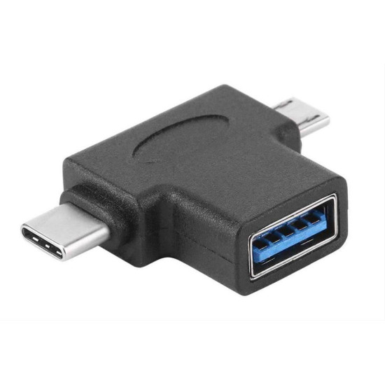 POWERTECH Αντάπτορας USB 3.0 (F) σε USB Type-C & Micro CAB-U117, μαύρο POWERTECH Αντάπτορας USB 3.0 (F) σε USB Type-C & Micro CAB-U117, μαύρο