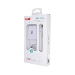 XO Wall charger L36 white plus cable micro 1USB QC 3.0