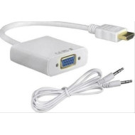 POWERTECH Μετατροπέας HDMI σε VGA, με audio jack, White, 0.20m