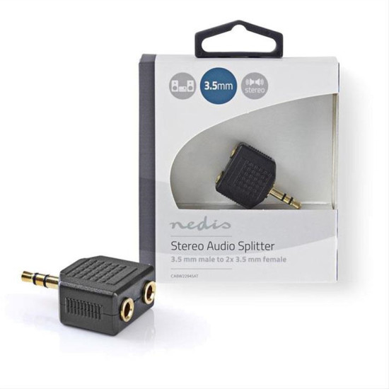 Αντάπτορας 3,5mm Stereo αρσ. - 2x 3,5mm Stereo θηλ. με επίχρυσες επαφές NEDIS CABW22945AT