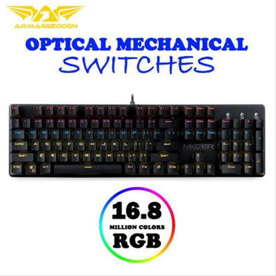 ARMAGGEDDON RGB LIGHTSPEED RESPONSE OPTI-MECH KEYBOARD MKO-13R BLACK MKO-13RB ARMAGGEDDON RGB LIGHTSPEED RESPONSE OPTI-MECH KEYBOARD MKO-13R BLACK MKO-13RB