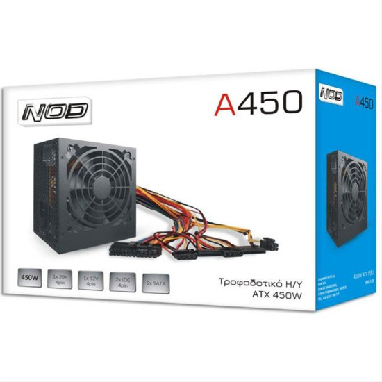 Τροφοδοτικό Η/Υ ATX 450W σε μαύρο χρώμα NOD A450