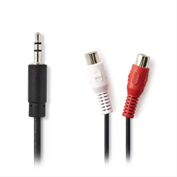 NEDIS CAGP22250BK02 Στερεοφωνικό καλώδιο ήχου 3,5 mm αρσ.- 2x RCA θηλ., 0,2 m, μαύρο.