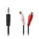 NEDIS CAGP22250BK02 Στερεοφωνικό καλώδιο ήχου 3,5 mm αρσ.- 2x RCA θηλ., 0,2 m, μαύρο.