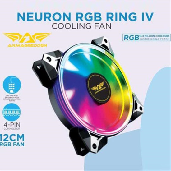 ARMAGGEDDON GAMING PC COOLING FAN (120MM RGB FAN) NEURON RGB RING IV