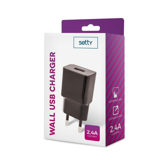 Setty USB wall charger 2,4A black GSM043798