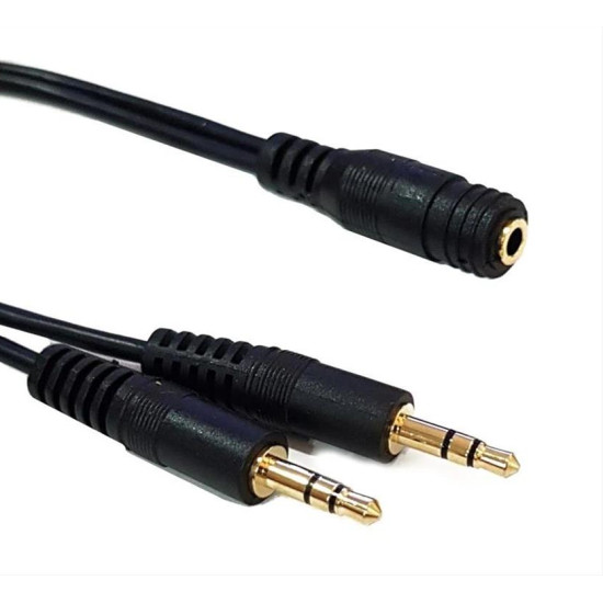 POWERTECH Καλώδιο 3.5mm male σε 2x 3.5mm female, μαύρο, 0.20m POWERTECH Καλώδιο 3.5mm male σε 2x 3.5mm female, μαύρο, 0.20m
