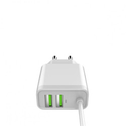 Φορτιστή LDNIO A321, 5V 3.1A, 2xUSB, με καλώδιο Micro USB, Λευκο - 14741
