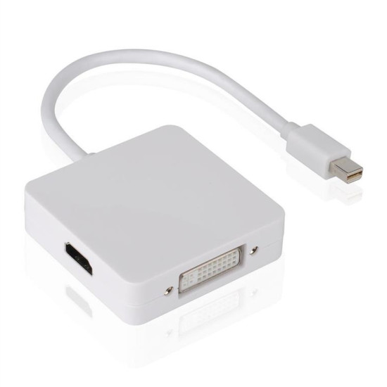 Μετατροπέας Mini DP σε DVI/HDMI/DP 10cm, DeTech, Λευκό - 18157