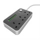 Πολύπριζο, LDNIO SC3631, 3 υποδοχές, 6 φόρτισης USB θύρες, 3.4A, 1,6m, Μαύρο