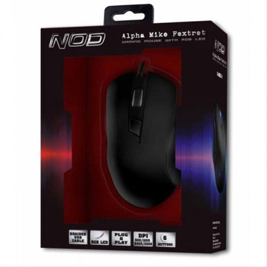 NOD Alpha Mike Foxtrot gaming ποντίκι, με μαύρη "rubber" επιφάνεια, RGB LED φωτισμό 3200DPI NOD Alpha Mike Foxtrot gaming ποντίκι, με μαύρη "rubber" επιφάνεια, RGB LED φωτισμό 3200DPI
