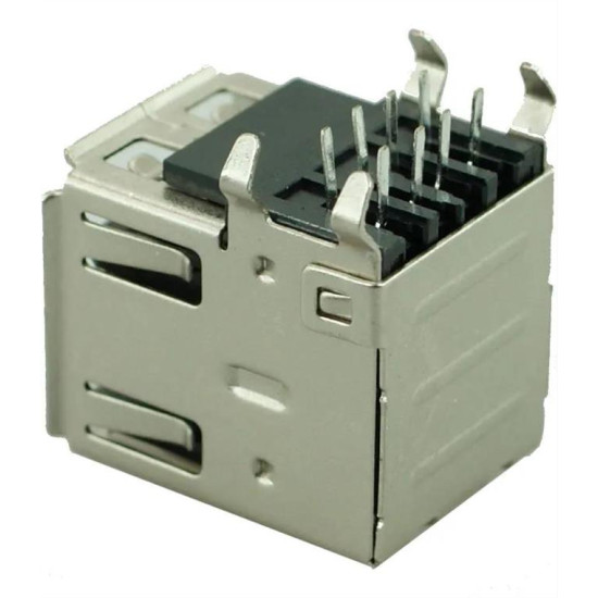 USB 2.0 Connector Double, up, Silver/Black