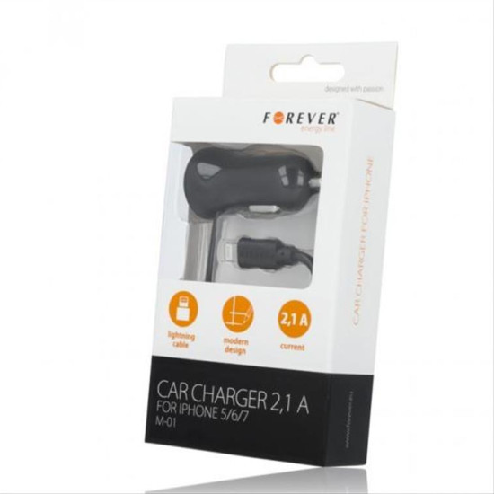 Forever car charger for iPhone 8-PIN 2,1A M-01 black (T_0014813)