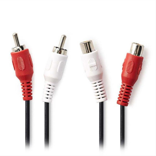 Καλώδιο προέκτασης stereo 2x RCA, μαύρο, 10m.