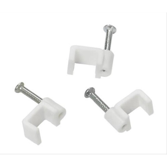 POWERTECH Ρόκα στήριξης καλωδίων, Flat, 5mm/15mm, White, 100τμχ