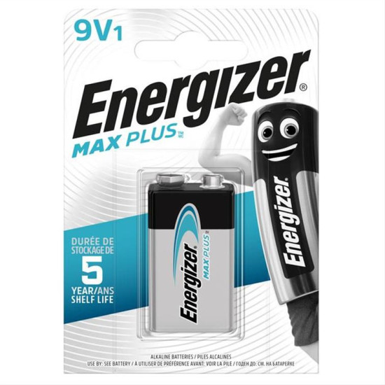 Αλκαλική μπαταρία Εnergizer MAX PLUS 9V 6LR61, σε blister 1 τεμαχίου.