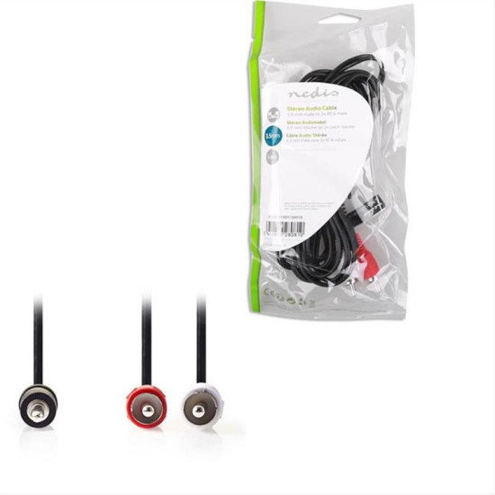 Καλώδιο 2 x RCA αρσ. - 3,5mm Stereo αρσ, 3m. NEDIS CAGP22200BK30