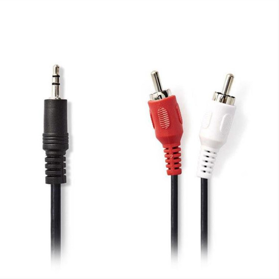 Καλώδιο 2 x RCA αρσ. - 3,5mm Stereo αρσ, 3m. NEDIS CAGP22200BK30
