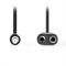 Καλώδιο 3,5mm Stereo αρσ. - 2 x 3,5mm Stereo θηλ., 0.2m NEDIS CAGP22100BK02