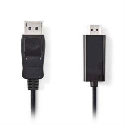 Καλώδιο εικόνας DisplayPort αρσ. σε HDMI αρσ., 2m. NEDIS CCGP37100BK20 Καλώδιο εικόνας DisplayPort αρσ. σε HDMI αρσ., 2m. NEDIS CCGP37100BK20