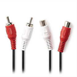 Καλώδιο προέκτασης stereo 2x RCA, μαύρο, 2m.